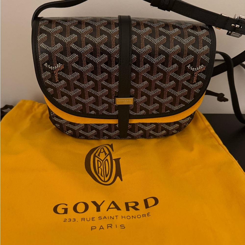 Goyard Black and Brown Crossbody Bag with Iconic Pattern